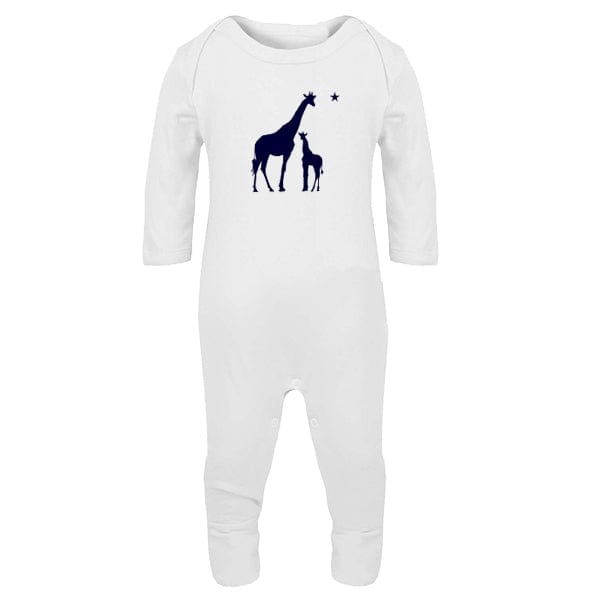 Sleep Suit, Cotton, White Giraffe Print