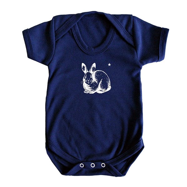 Baby Bodysuit, Navy Bunny print, Cotton