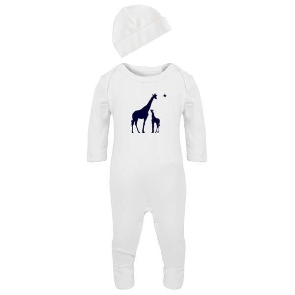 White Newborn Giraffe Print Baby Clothes Set