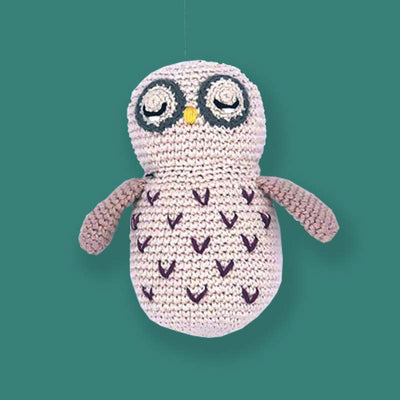Pebblechild Owl Crochet Rattle Toy