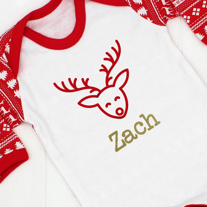 First Christmas Baby Outfit - Reindeer Print