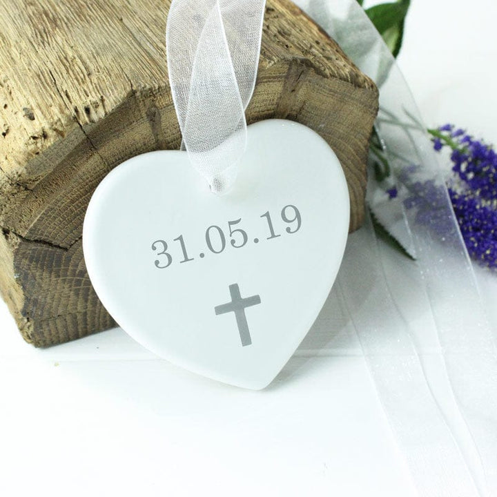 Personalised Hanging Christening Ceramic Heart