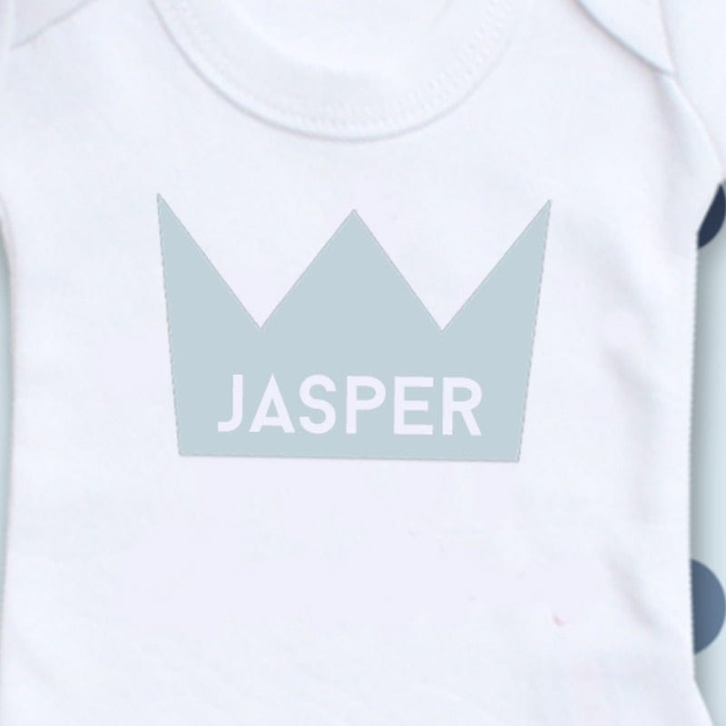 Personalised Blue Crown Baby Bodysuit