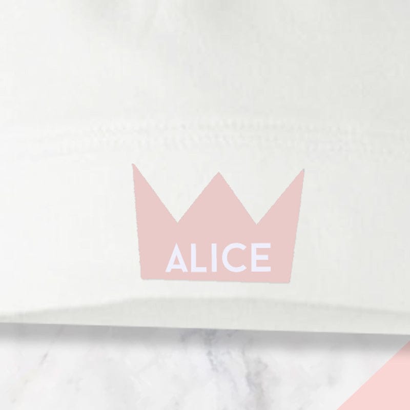 Personalised Pink Crown Baby Knotted Hat