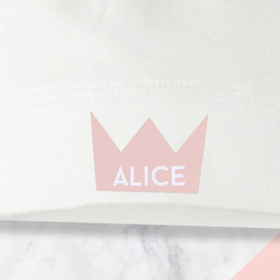 Personalised Pink Crown Baby Knotted Hat