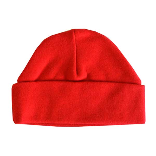 Beanie Hat, Bright Red, Soft Cotton