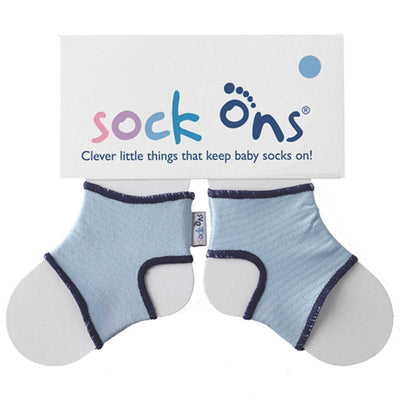 No more odd lost socks from them being pulled or fallen off. Socks Ons keep socks exactly where they should be - one babies feet!  A newborn baby essential gift.....no more cold feet from lost socks.  1 pair per pack.  Grey blue in colour  Age 0-6 months.