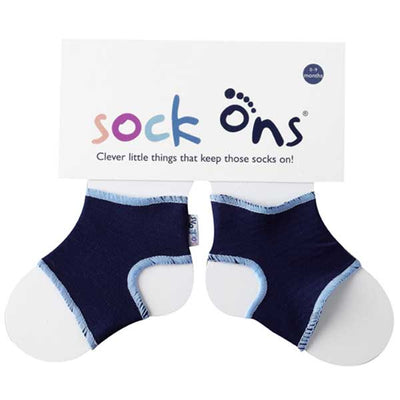  No more odd lost socks from them being pulled or fallen off. Socks Ons keep socks exactly where they should be - one babies feet!  A new born baby essential gift.....no more cold feet from lost socks.  1 pair per pack.  Age 0-6 months.