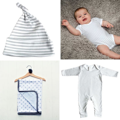 Grey Stripe Baby Clothes Gift Set