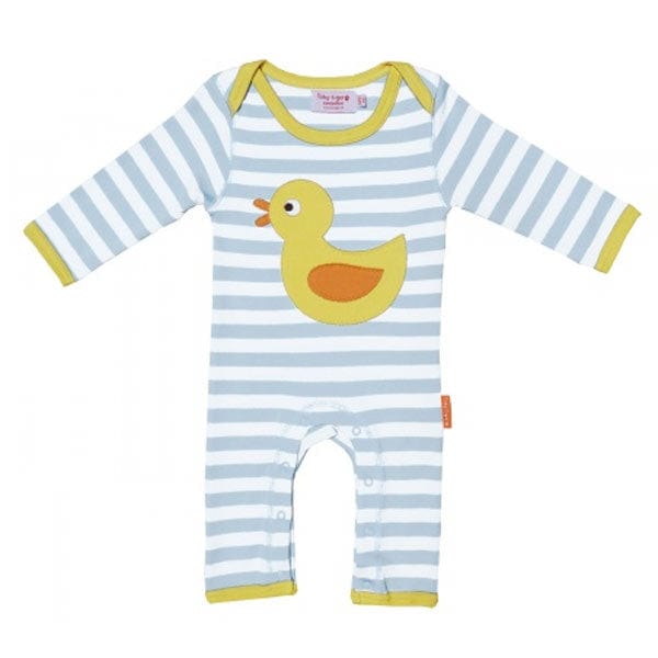 Toby Tiger Duck Applique Stripe Sleepsuit Unisex