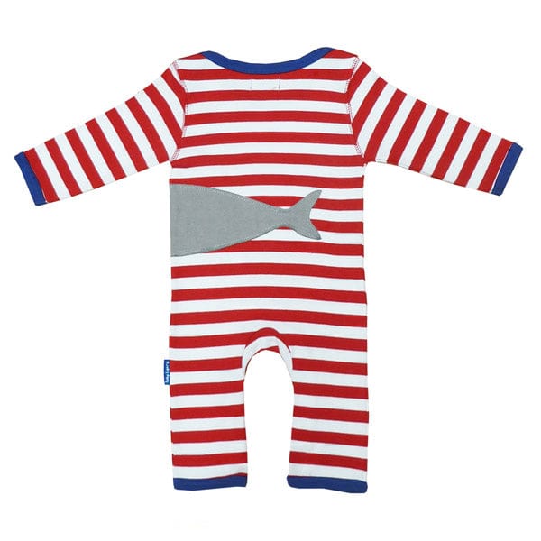 Toby Tiger Boys Applique Stripe Sleepsuit Shark