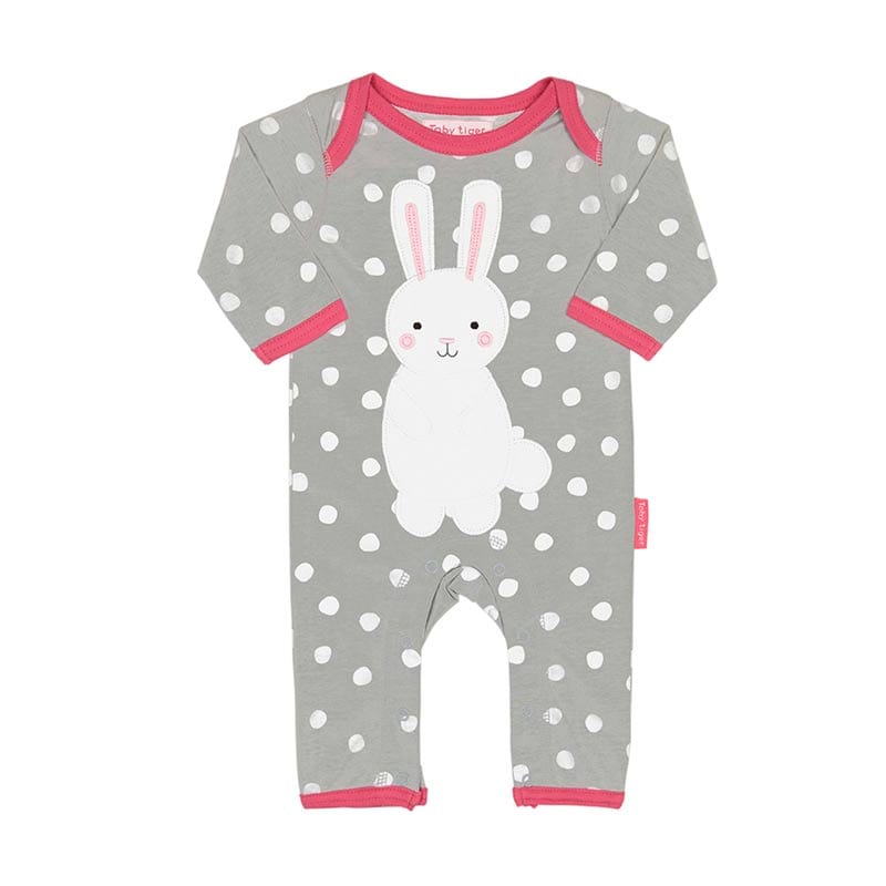 Toby Tiger Girl's Bunny Applique Spot Rompersuit