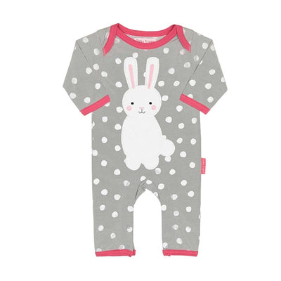 Toby Tiger Girl's Bunny Applique Spot Rompersuit