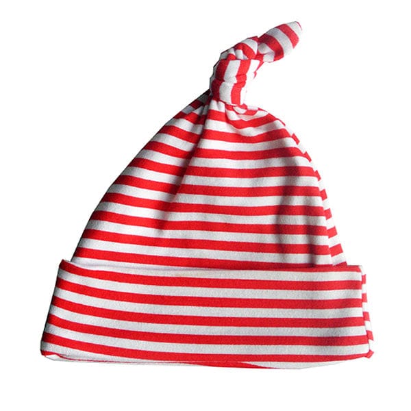 Red & White Stripe Print Knotted Hat By The Baby Hamper Company