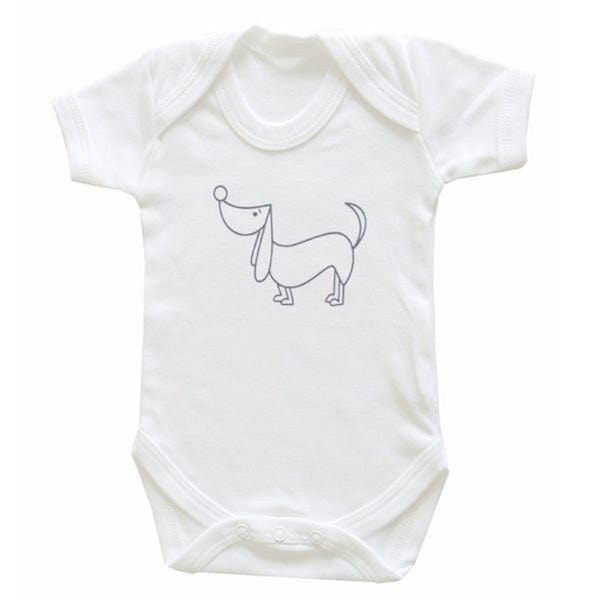 Baby Bodysuit, White with printed Dog