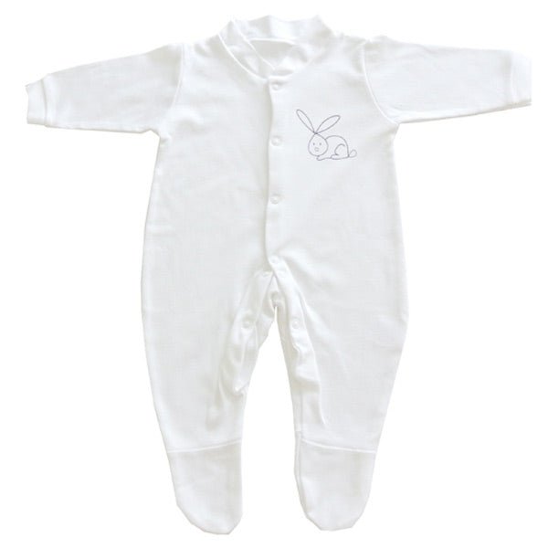 White Rabbit Print Baby Sleepsuit