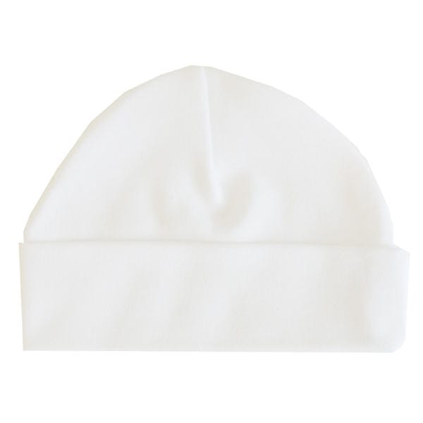 Beanie Hat, White, 100% Cotton